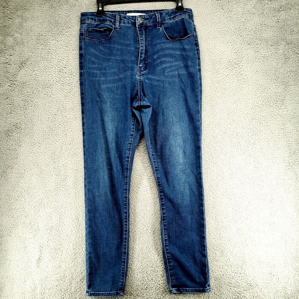 Forever‎ 21 Womens Size 27 Pockets Whiskered Skinny Denim Blue Jeans